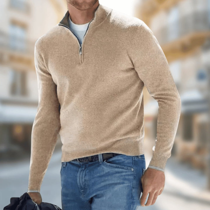 Sebastian | Leichter Quarter-Zip-Strickpullover für Herren