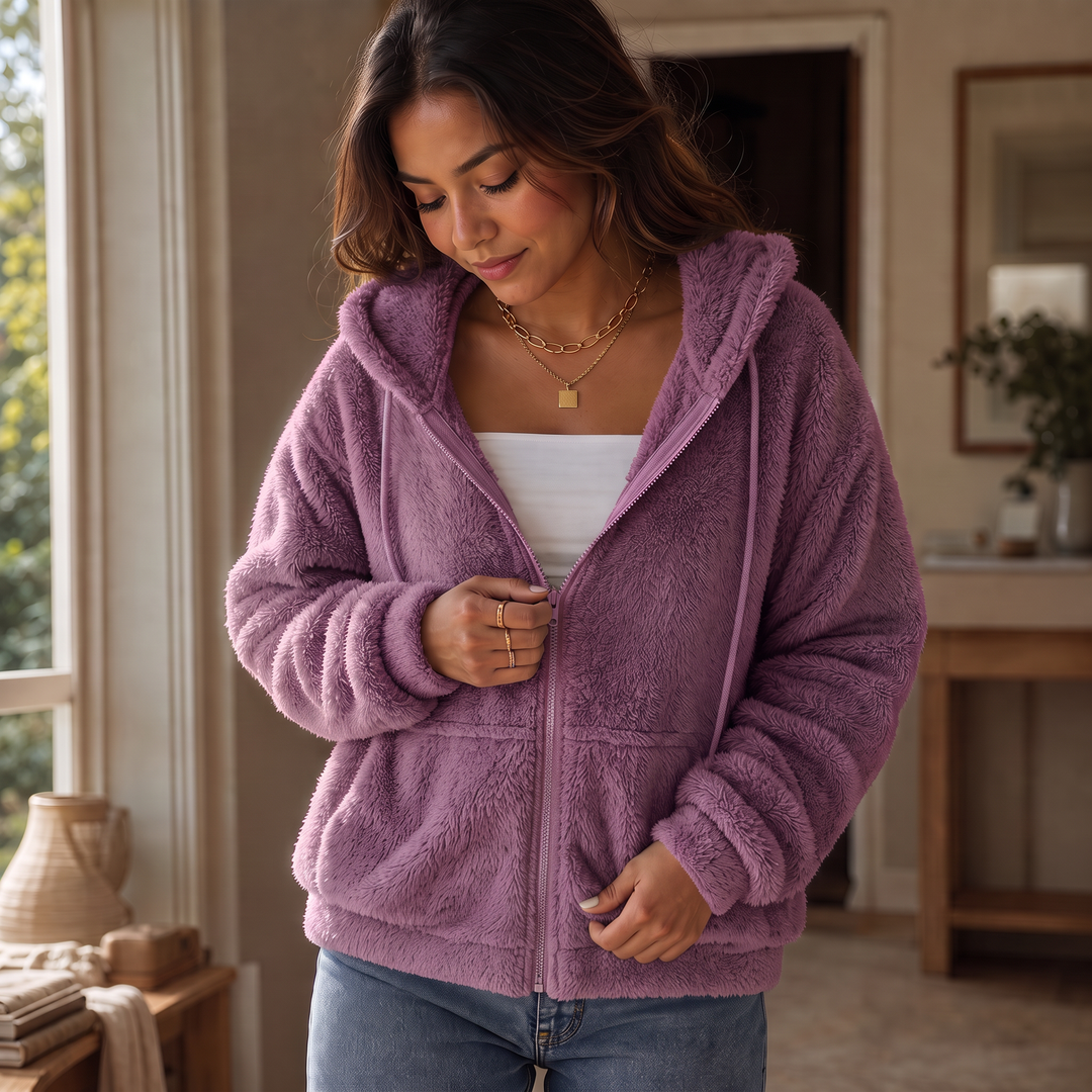 Cloudhug | Hooded Plush Zip-Up Jacket – Weich und Warm für Frauen