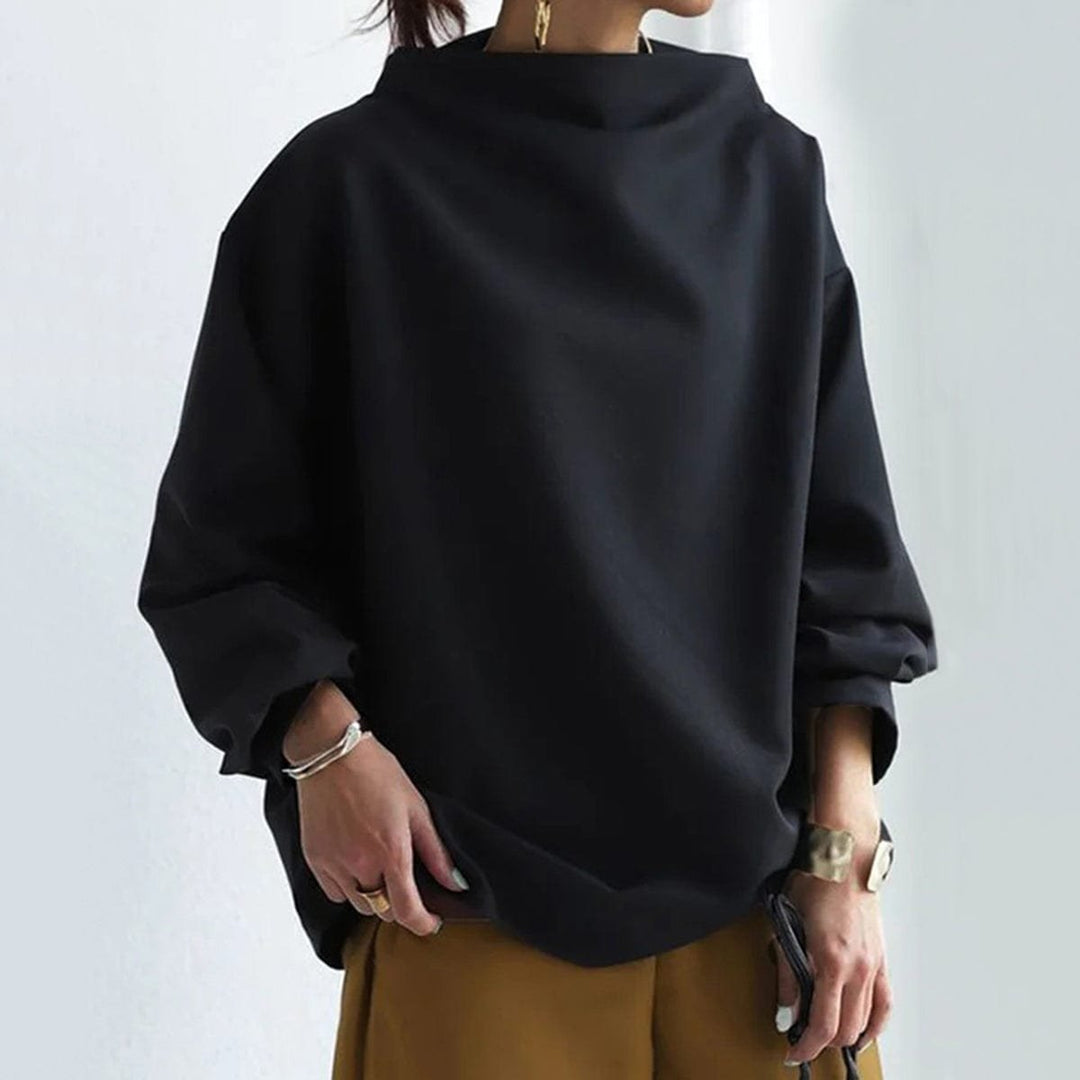 Mia | Eleganter Oversize-Strickpullover mit hohem Kragen