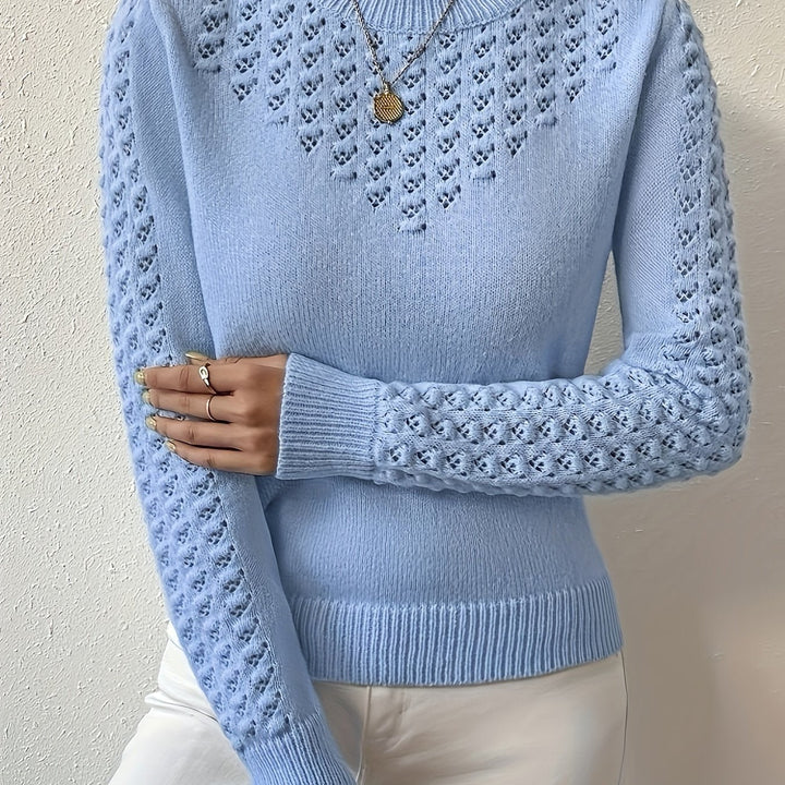 Aveline | Rundhals Pullover mit Pointelle-Strickmuster