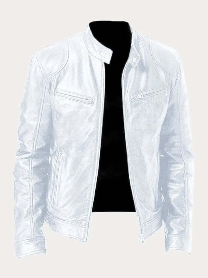 Maverick | Men's Classic Biker Jacket – Real Leather with Stand Collar