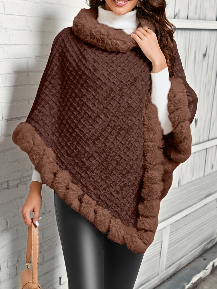 Damen | Poncho – Stilvolles Rautenmuster mit Kragen