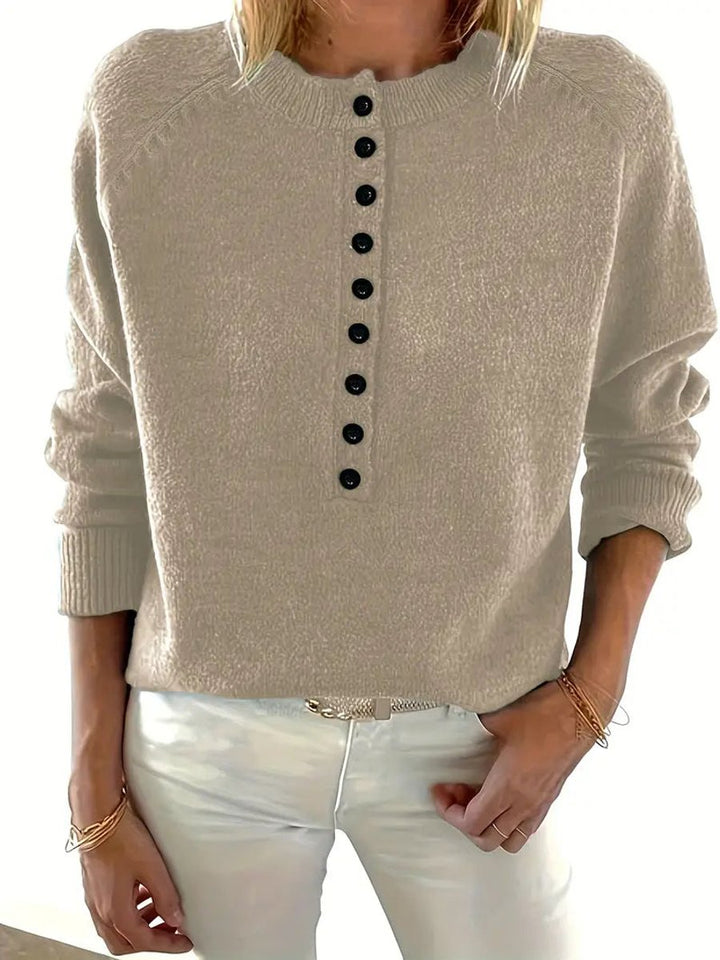 Clara | Stilvoller Strickpullover mit V-Ausschnitt und Knopfleiste