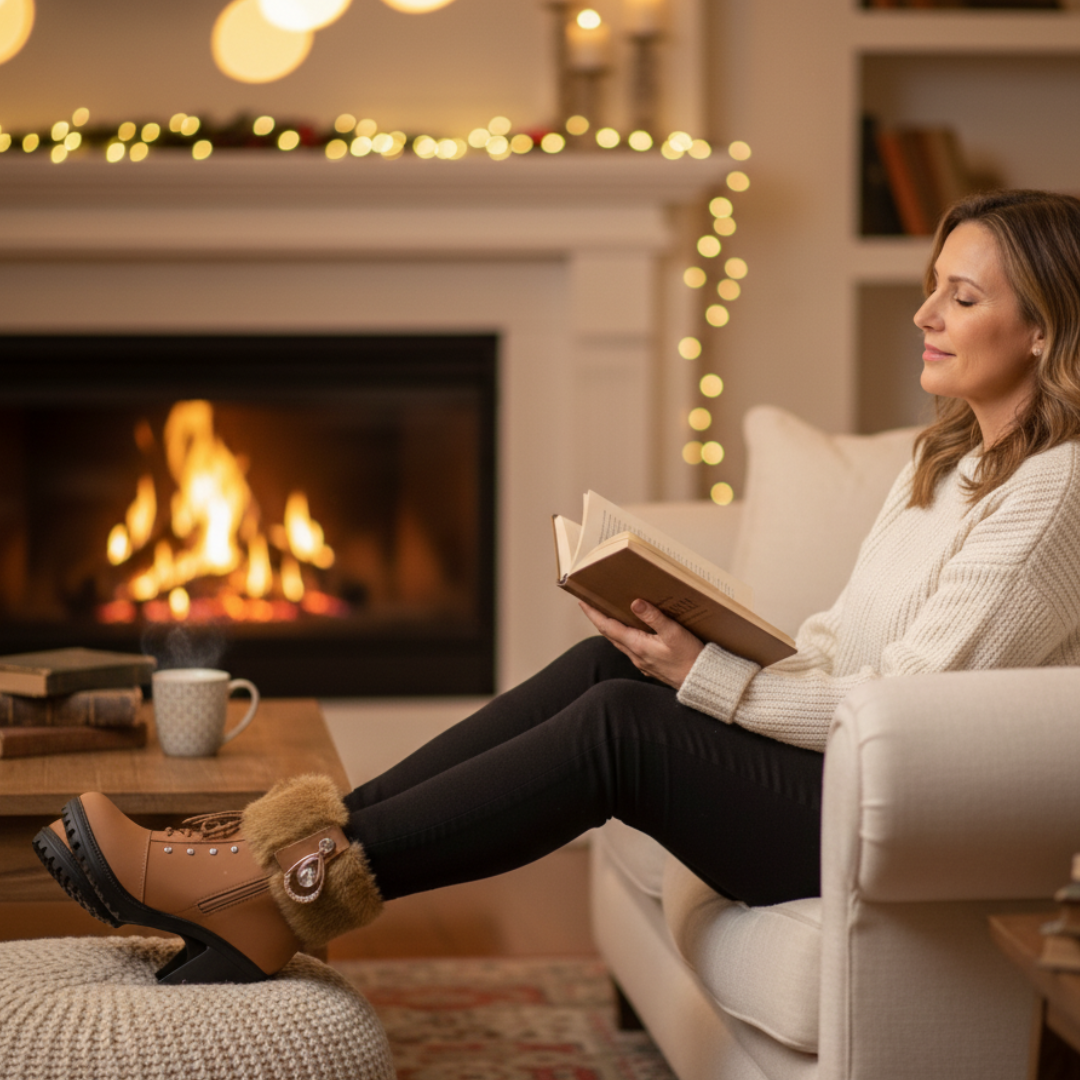 Velurea | Winter Boots – Elegante Fleece mit Blockabsatz für Damen