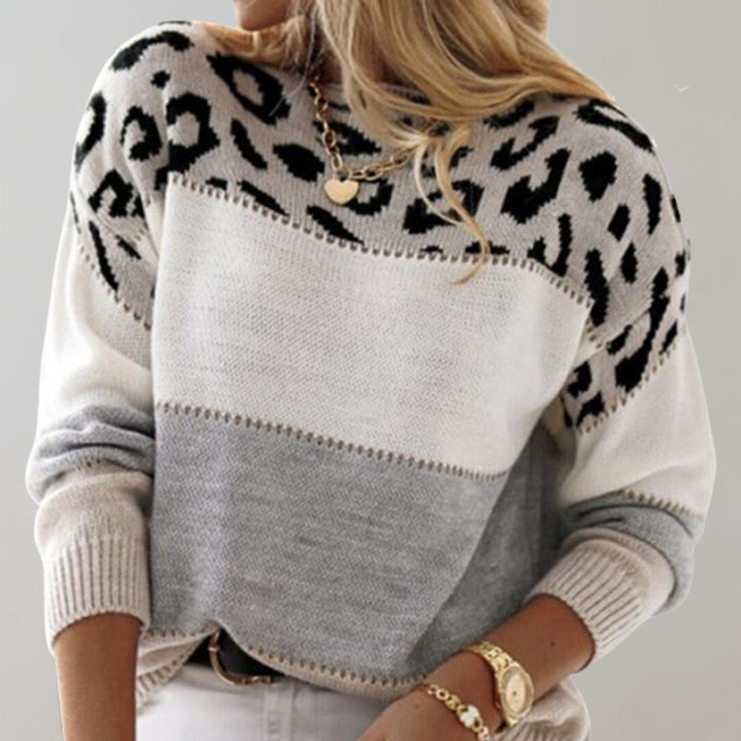 Sarah | Stylischer Leopard-Colorblock-Strickpullover