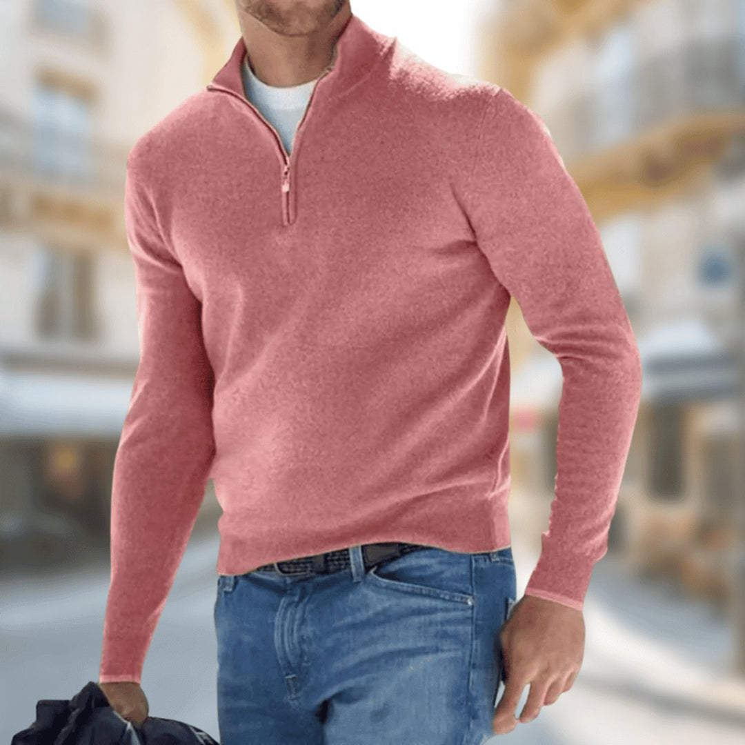 Sebastian | Leichter Quarter-Zip-Strickpullover für Herren