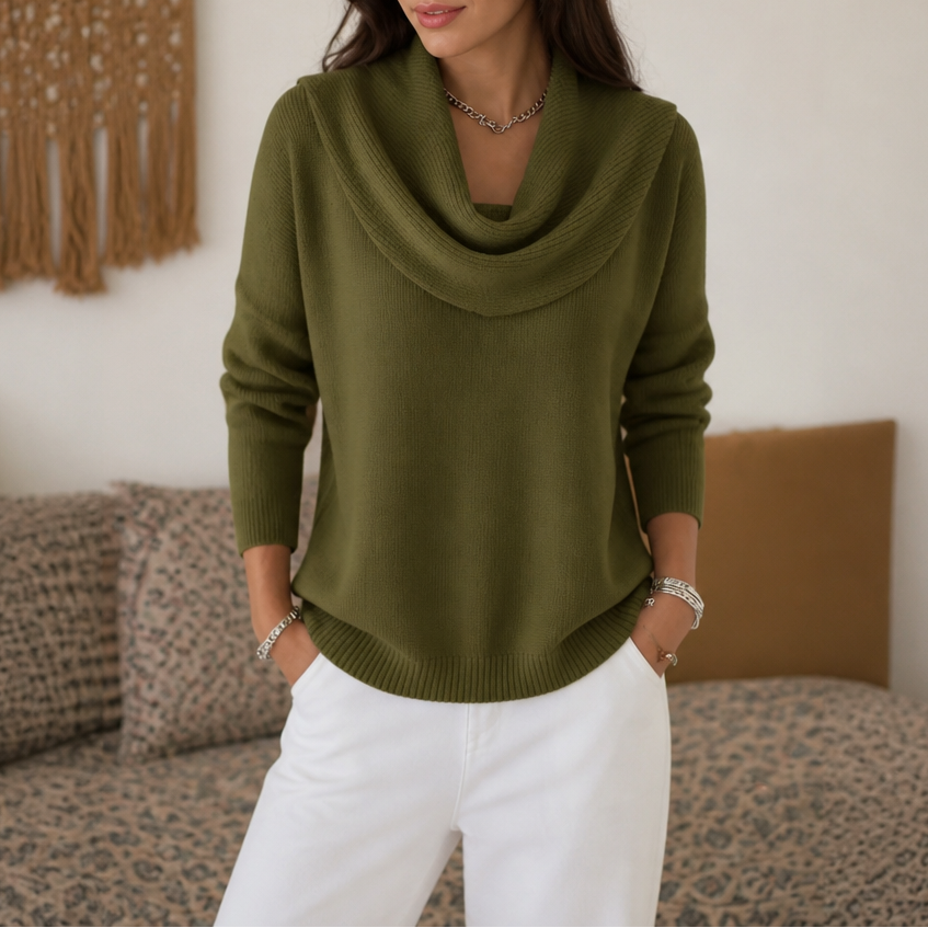 Draveline | Cowl Neck Drape Knit Sweater für Frauen