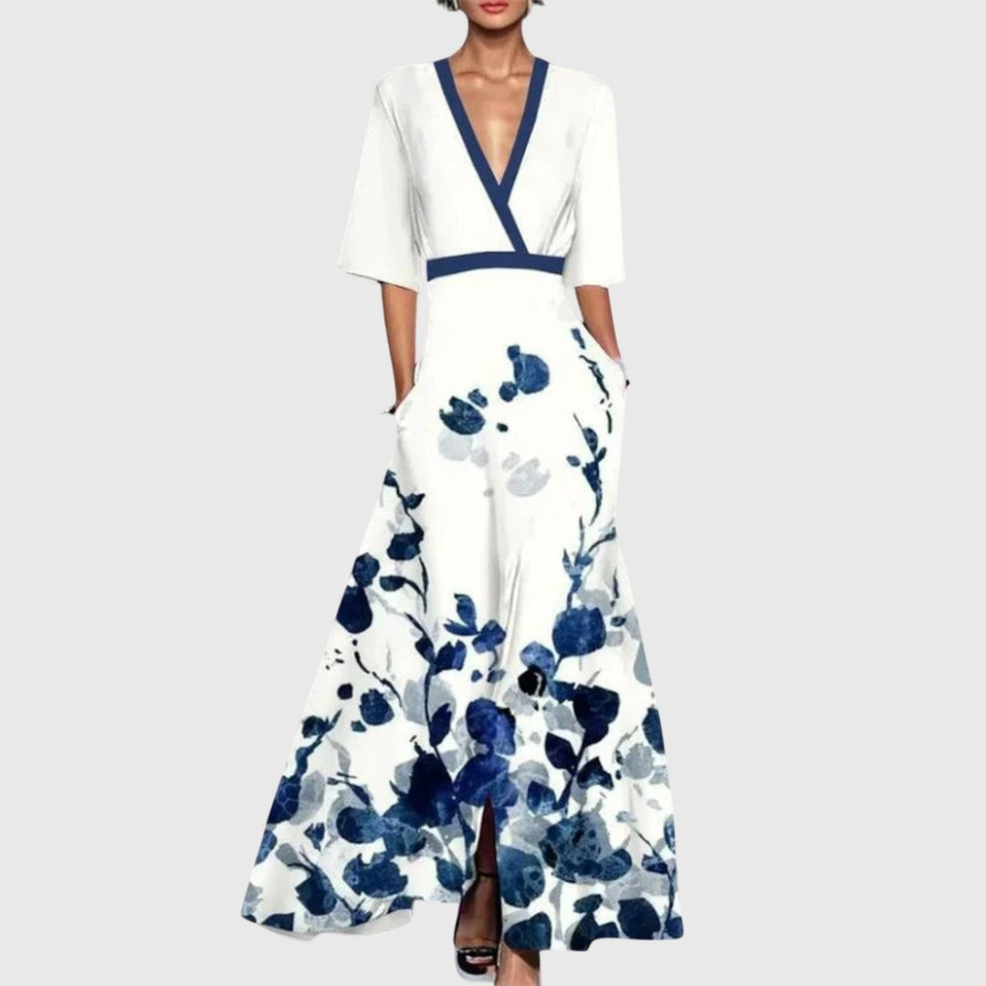 Nora | Kleid mit langen Ärmeln im floralen Wickel-Maxi-Stil