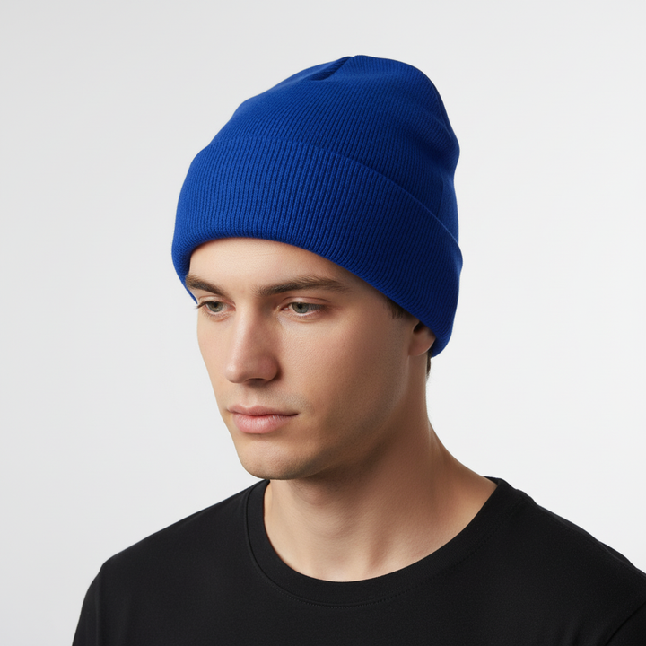 Blaue Wintermütze | Gestrickte Wintermütze mit warmer Isolierung