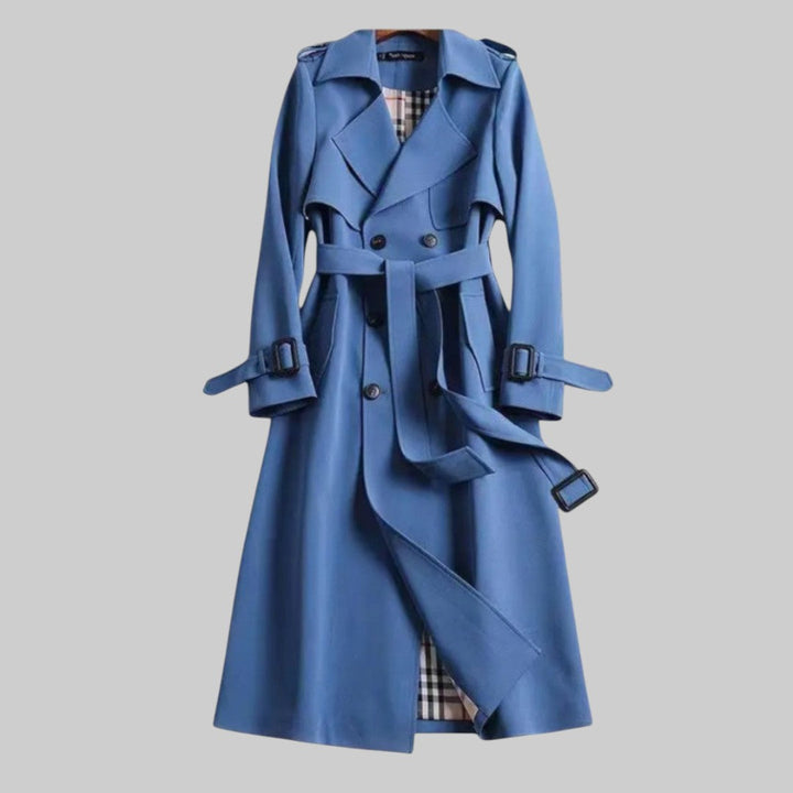 Lily | Langer Zweireihiger Trenchcoat Mit Taillengürtel
