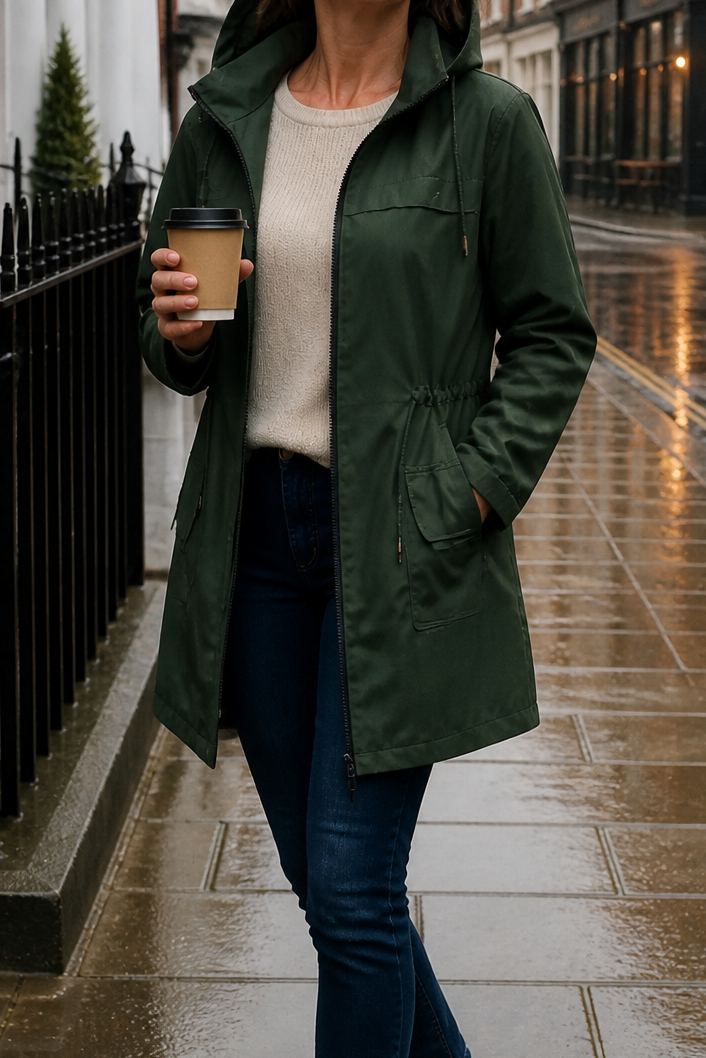Rainelle | Fitted Waterproof Rain Jacket – Stylish Everyday Look