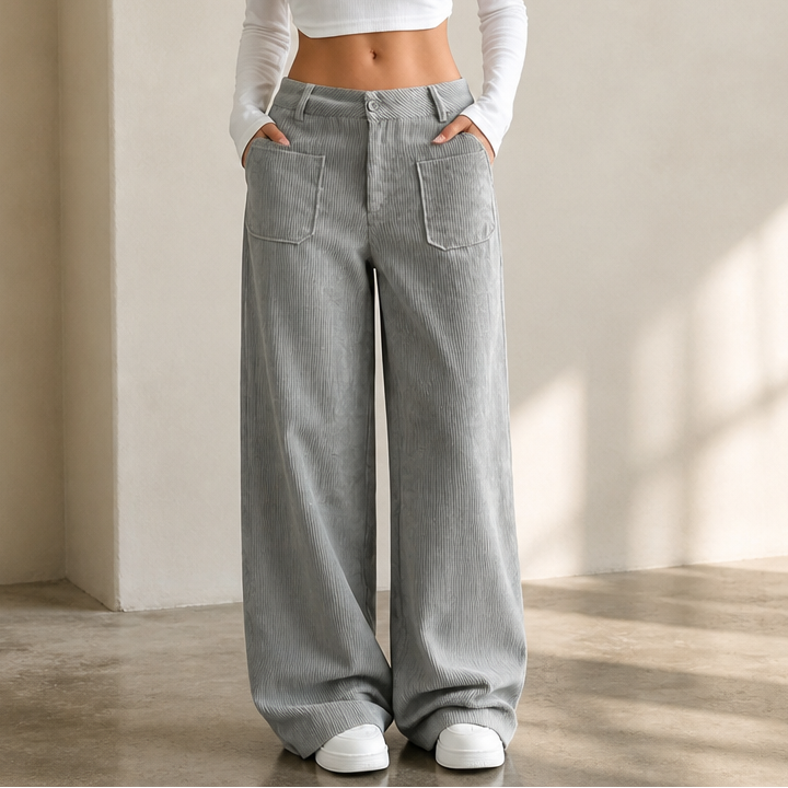 Cordelle | High-Waisted Wide-Leg Trousers – Bequeme Stretch-Cordhose für Frauen