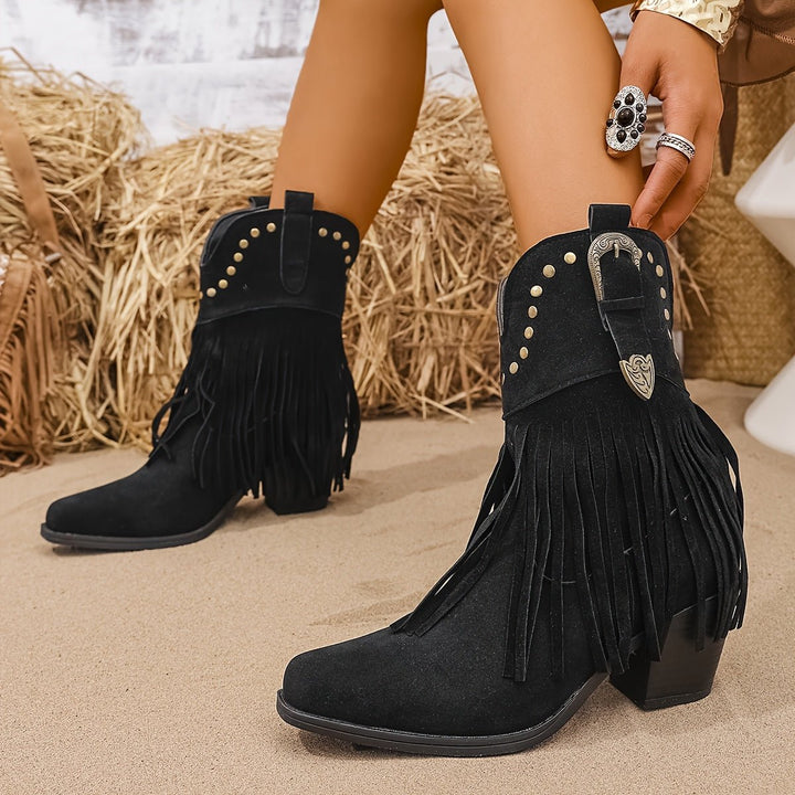 Melanie | Stilvolle Cowboy-Stiefel mit Fransen und Nieten