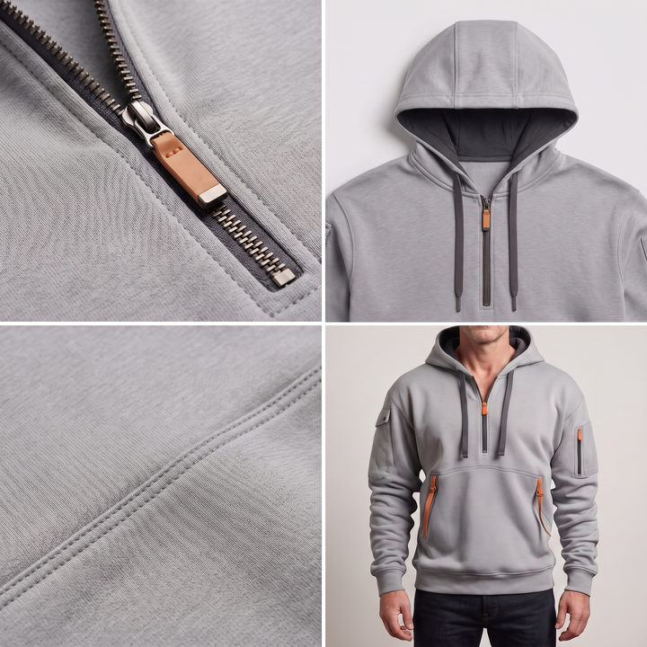 Zeno | Utility Hoodie – Praktischer Half-Zip Stil für Männer