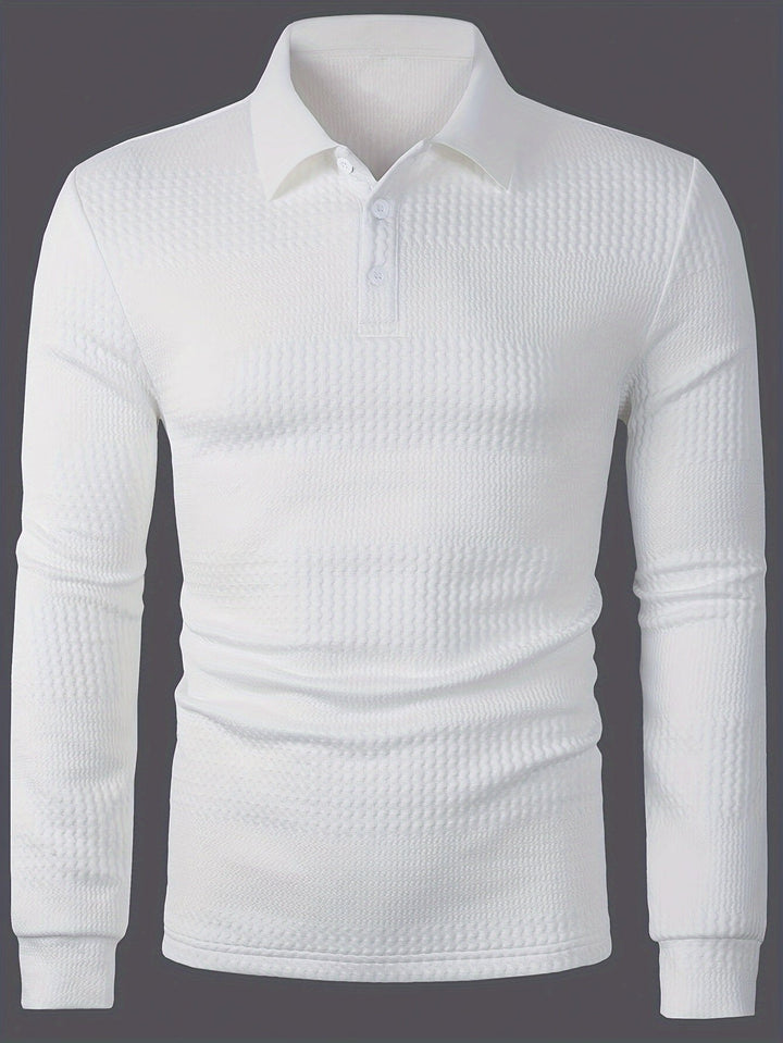Fletcher | Langarm-Polohemd mit strukturiertem Design