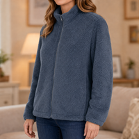 Freya | Elegant women's sherpa jacket with stand-up collar in soft fleece