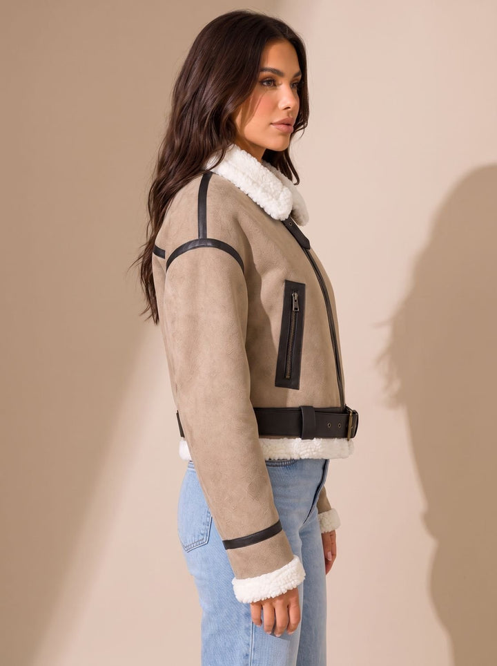Marlene | Teddyjacke – Kurze Teddyjacke im Aviator-Stil für Damen