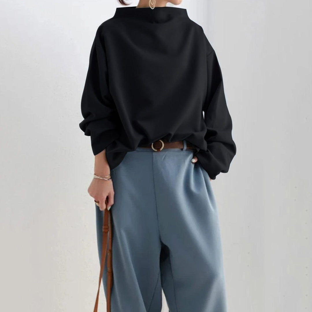 Mia | Eleganter Oversize-Strickpullover mit hohem Kragen