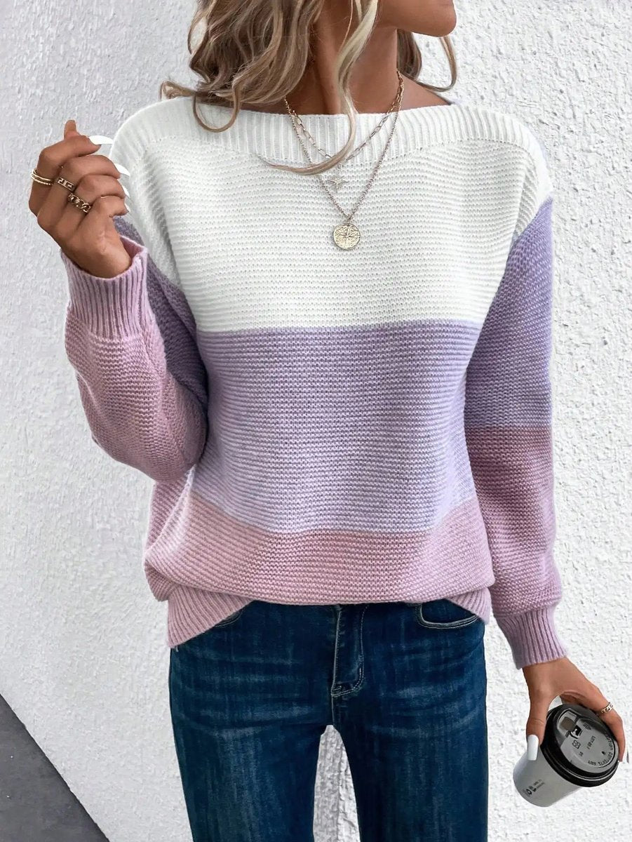 Emma | Moderner Farbblock-Strickpullover für Damen