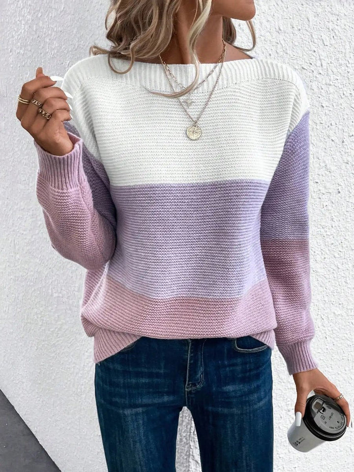 Emma | Moderner Farbblock-Strickpullover für Damen