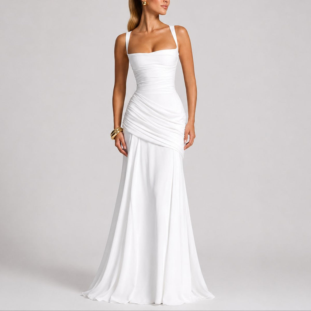 Laura | Herbst-Hochzeitskleid Mit Raffinierter Taille Und Eckigem Ausschnitt