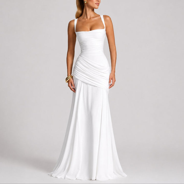 Laura | Herbst-Hochzeitskleid Mit Raffinierter Taille Und Eckigem Ausschnitt