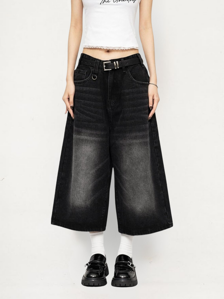 Mia | Retro Denim Culotte Weite Hose Für Einen Markanten Streetwear-Look