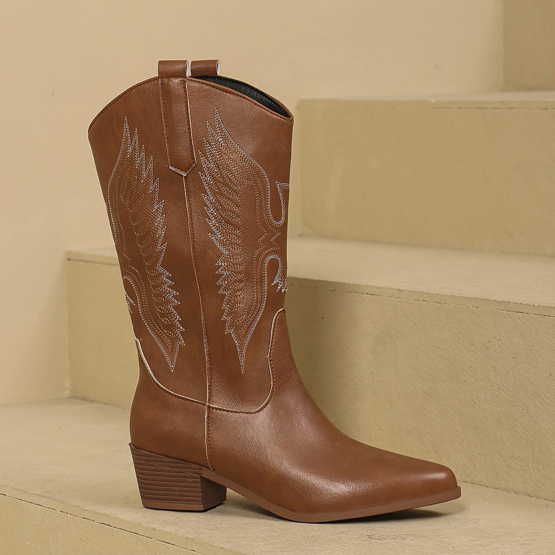 Charlotte | Elegante Cowboy-Stiefel mit Flügelstickerei