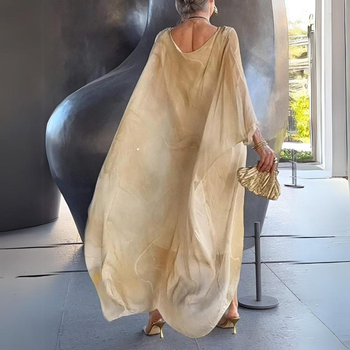 Lena | Elegantes Langarm-Maxikleid mit fließender Silhouette