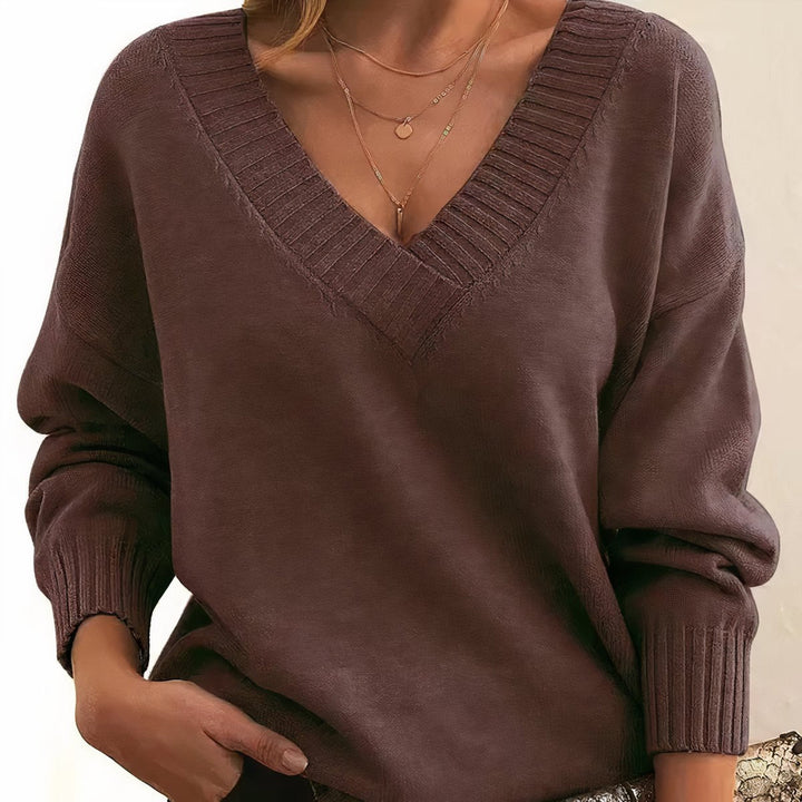 Rosie | Edler Damen V-Ausschnitt Strickpullover Mit Kaschmir-Mischung