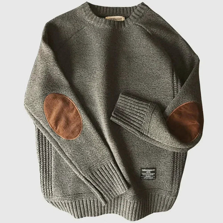 Lukas | Klassischer Herren Strickpullover Mit Ellbogen-Patches
