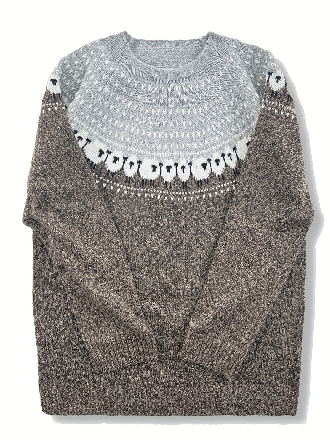 Katie | Charmanter Damen Grobstrickpullover Mit Schaf-Jacquardmuster