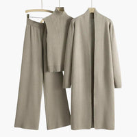 Leonie | Elegantes Dreiteiliges Strick Set Mit Weitem Bein