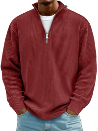 Tobias | Stilvoller Herren Rippstrickpullover Mit Quarter-Zip
