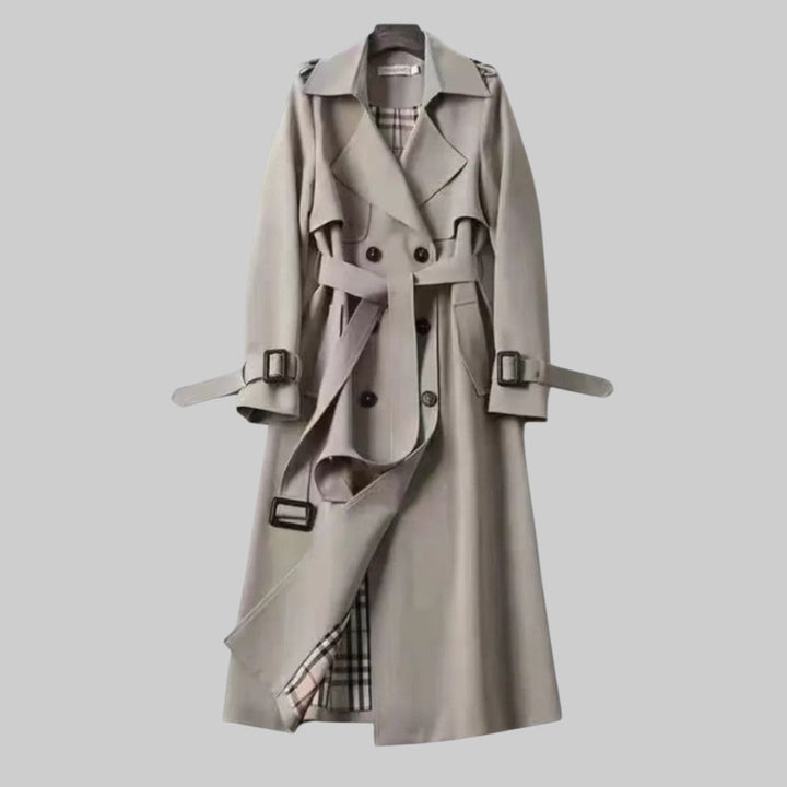 Lily | Langer Zweireihiger Trenchcoat Mit Taillengürtel