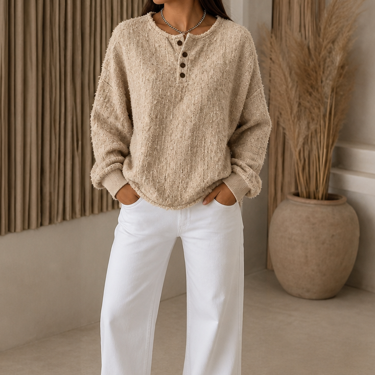 Marlwick | Chunky Knit Sweater – Stilvoller Henley-Look für Frauen