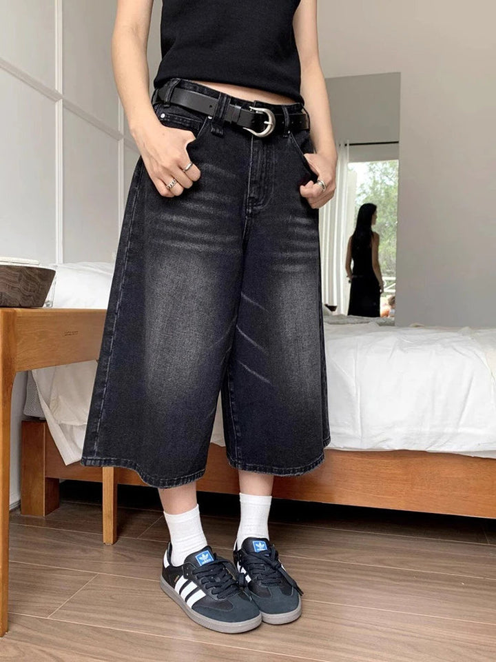 Mia | Retro Denim Culotte Weite Hose Für Einen Markanten Streetwear-Look