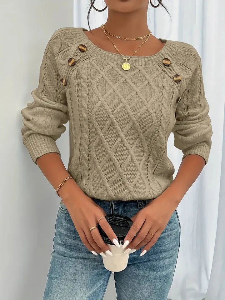 Lina | Langärmeliger Pullover mit Zopfmuster für Damen