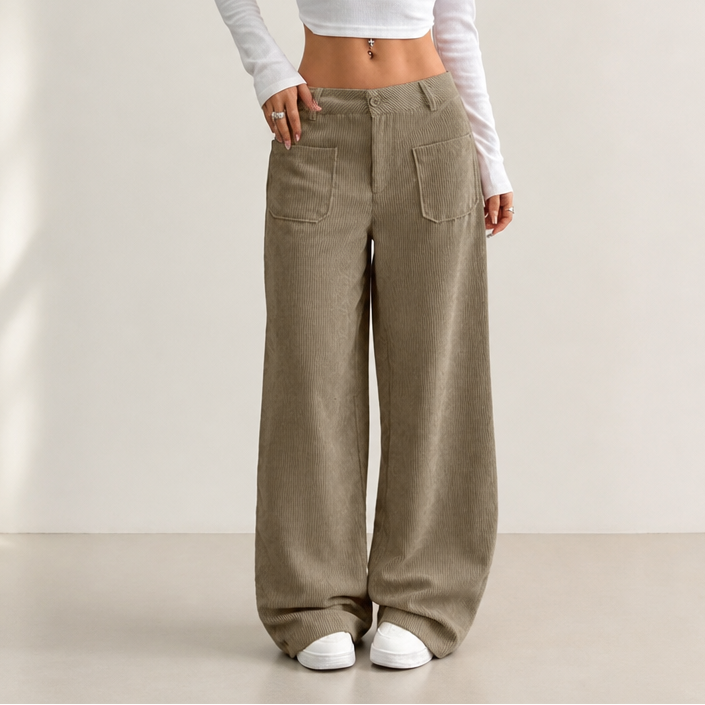 Cordelle | High-Waisted Wide-Leg Trousers – Bequeme Stretch-Cordhose für Frauen