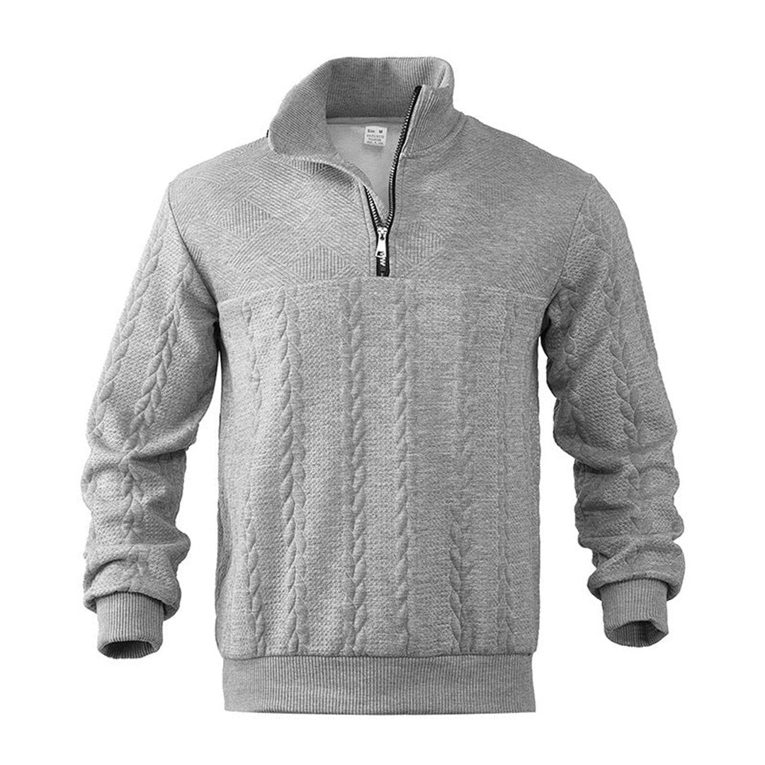 Julian | Klassischer Herren Zopfstrickpullover Mit Quarter-Zip