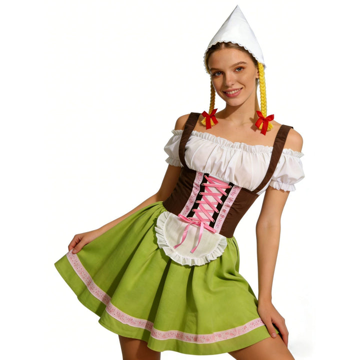 Ursula | Verspieltes Oktoberfest Dirndl Kleid Mit Schürze Und Festlichen Accessoires